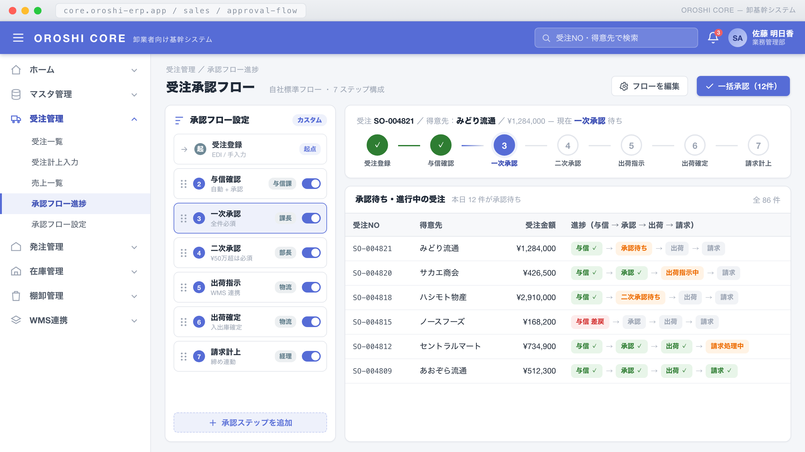Full customization to fit your operations ─ OROSHI CORE workflow-builder.oroshi / approval-flow